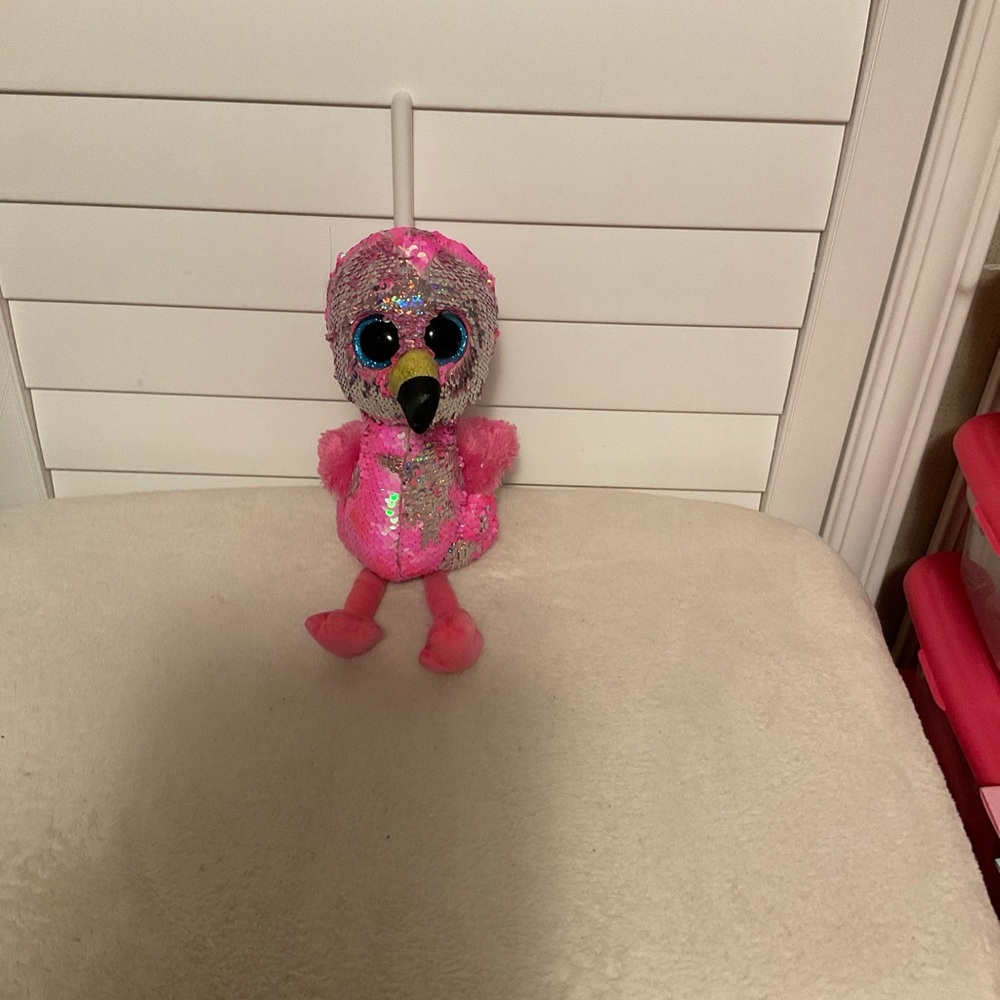 Ty Pink and Silver Plush Bird Toy